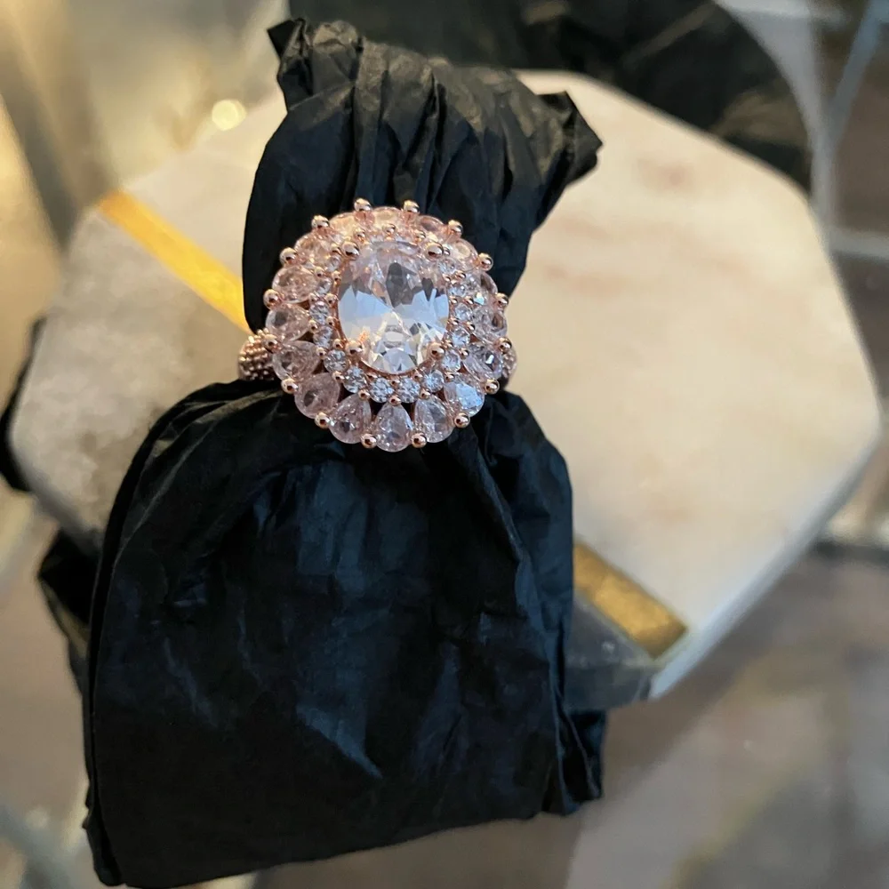 Radiant Rose Gold plated Halo Ring